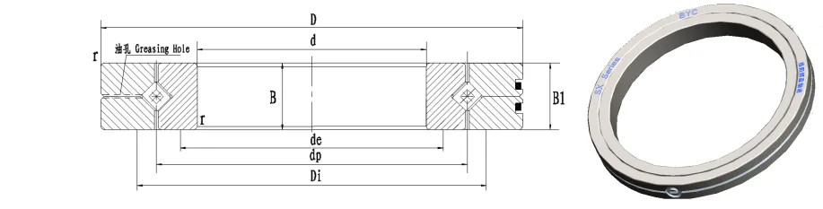 BX系列交叉滾子軸承尺寸圖